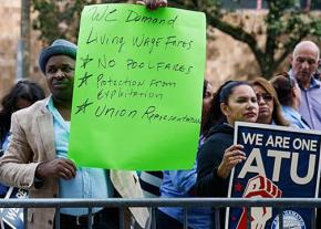 Union and Lyft drivers rally for a union in New York City