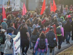 Anti-fascist protesters on the march in Stone Mountain